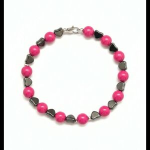 Chic Pink and Silver Beaded Bracelet
